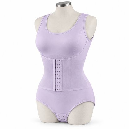 LuxeZip Tummy-Control Bodysuit with Waist Belt