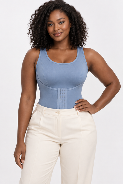 LuxeZip Tummy-Control Bodysuit with Waist Belt