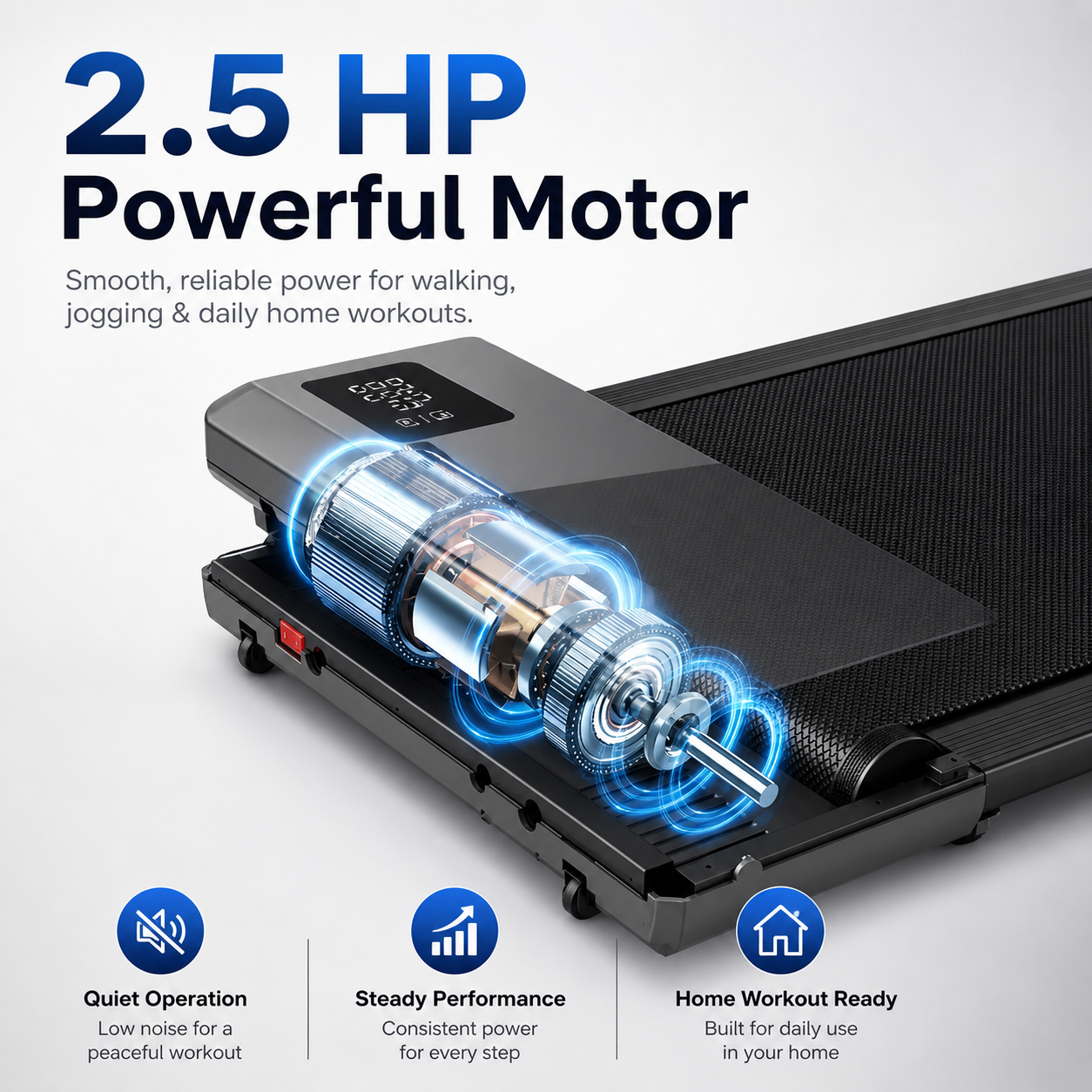Portable Walking Pad Treadmill, 2.5HP with Remote