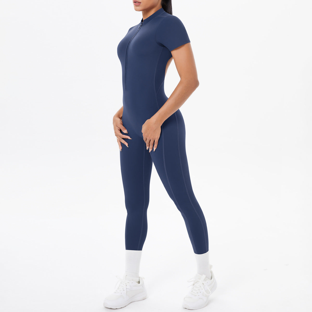 Women's Backless Scrunch Jumpsuit – Seamless Push-Up Yoga & Workout One-Piece