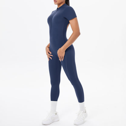 Women's Backless Scrunch Jumpsuit – Seamless Push-Up Yoga & Workout One-Piece