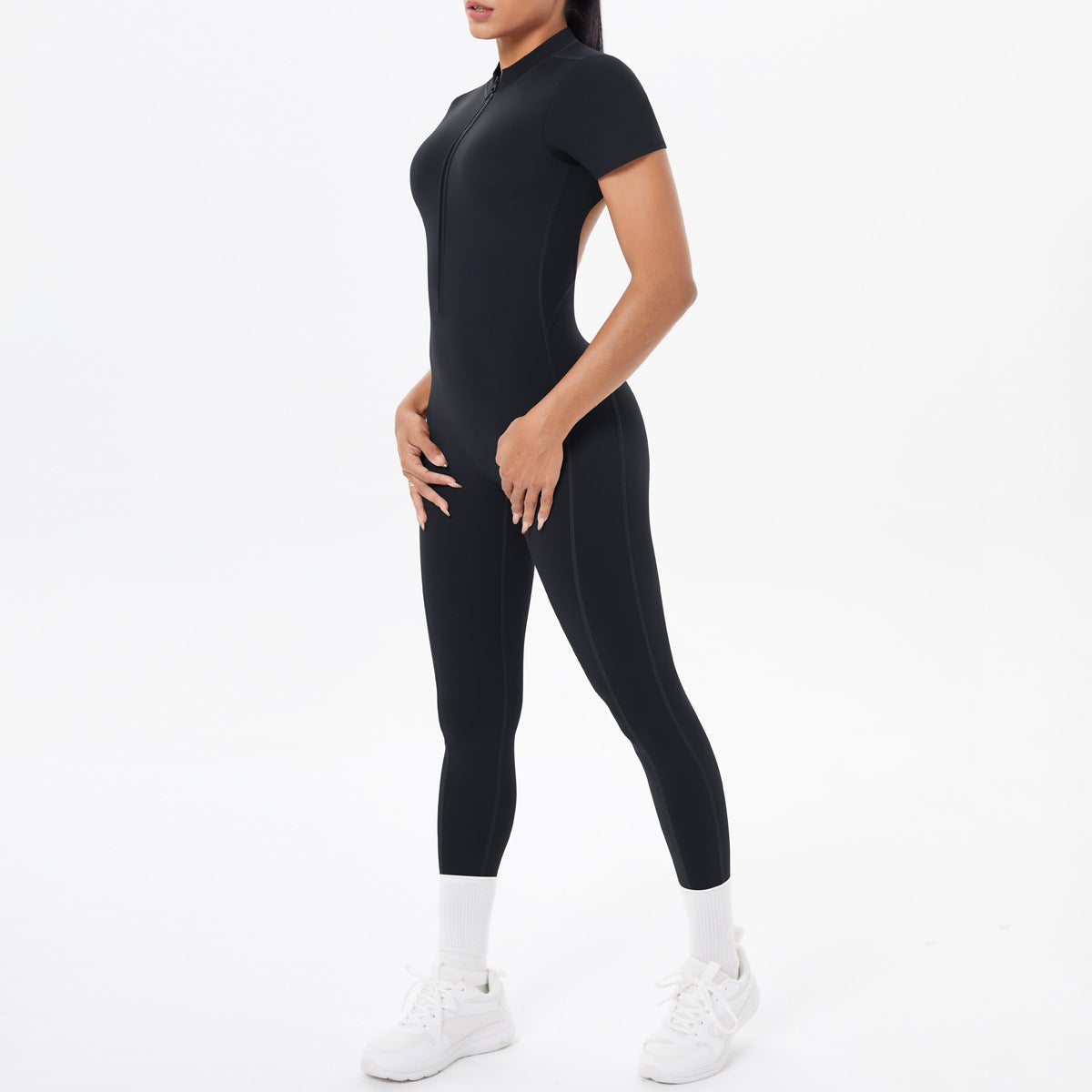 Women's Backless Scrunch Jumpsuit – Seamless Push-Up Yoga & Workout One-Piece