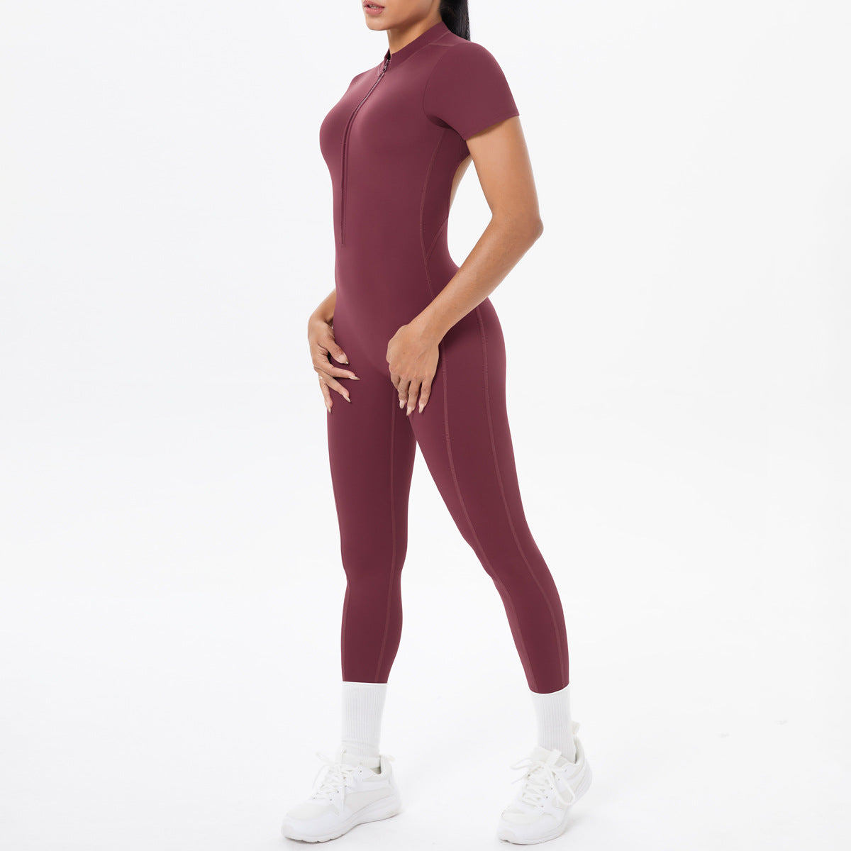 Women's Backless Scrunch Jumpsuit – Seamless Push-Up Yoga & Workout One-Piece