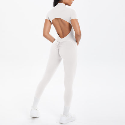 Women's Backless Scrunch Jumpsuit – Seamless Push-Up Yoga & Workout One-Piece