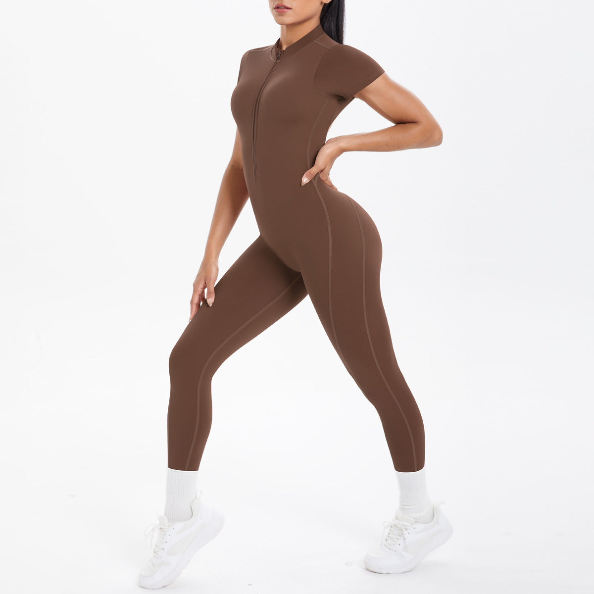 Women's Backless Scrunch Jumpsuit – Seamless Push-Up Yoga & Workout One-Piece