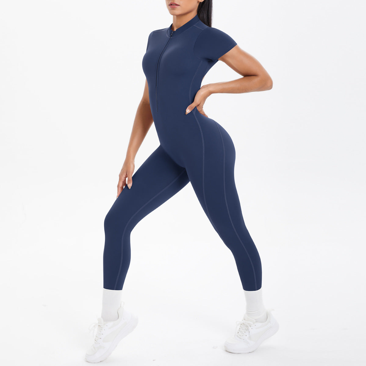 Women's Backless Scrunch Jumpsuit – Seamless Push-Up Yoga & Workout One-Piece