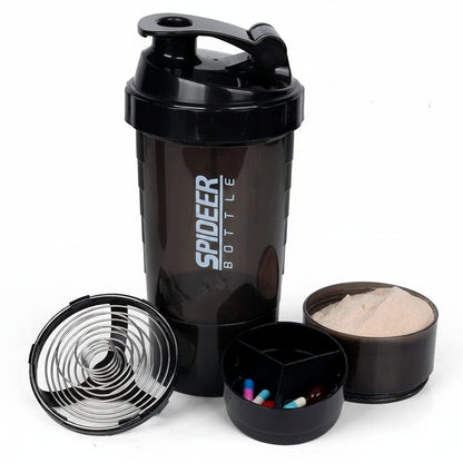 3-Layer Protein Shaker Bottle – Leakproof Mixing Cup with Powder Storage for Gym & Fitness