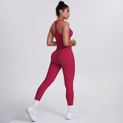 Women's Tummy Control Workout Set – Crossover Back Sports Bra & Leggings