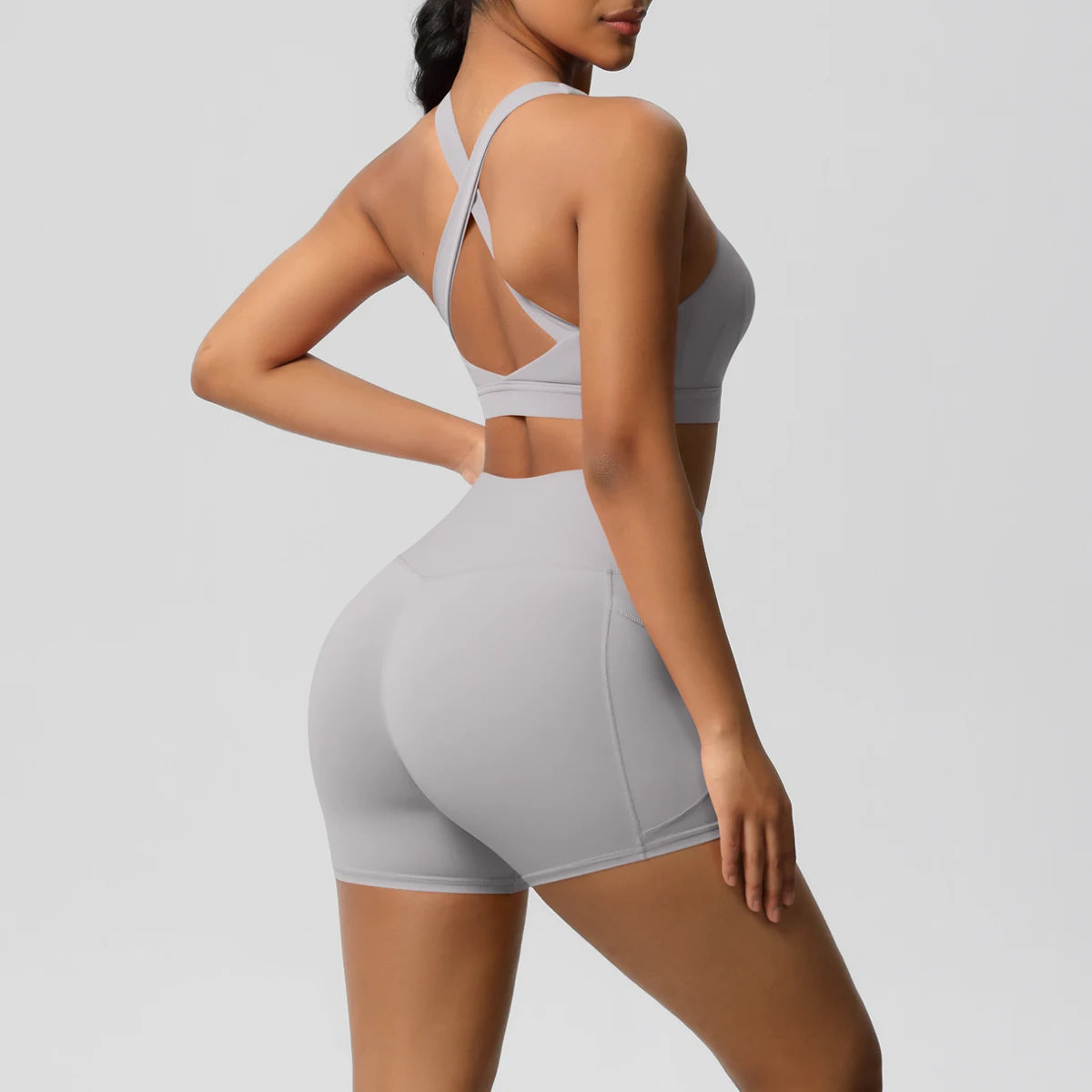 Crossover Sports Bra & Shorts Workout Set