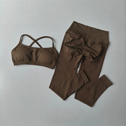 Seamless Push-Up Fitness Set – Sports Bra & Peach Lift Leggings