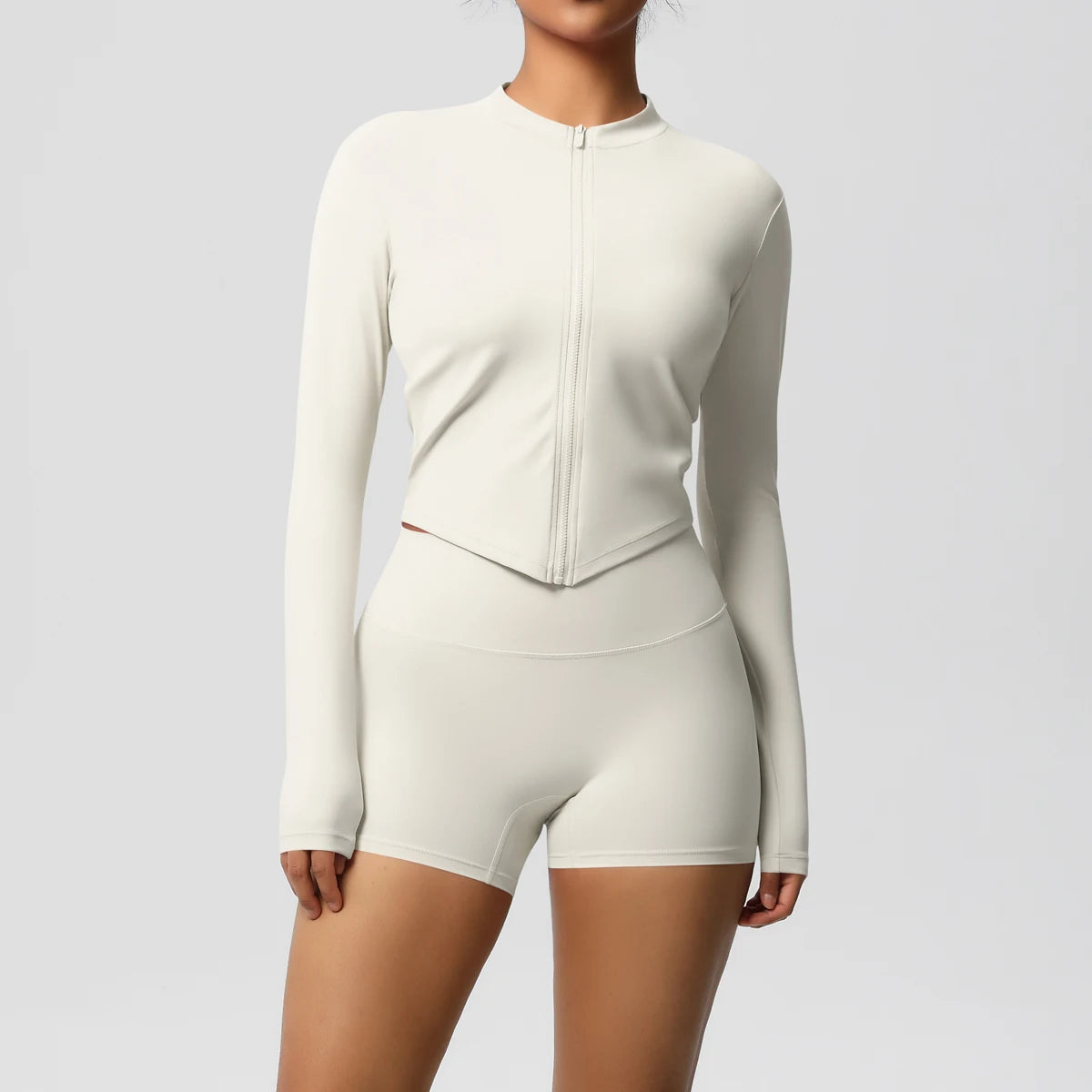 Women’s Zipper Jacket and Scrunch Shorts Workout Set