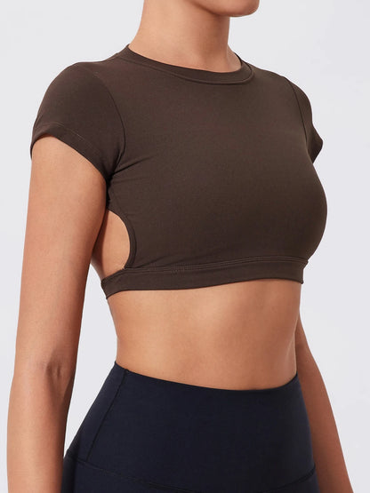 Women's Quick-Dry Backless Workout Crop Top – Breathable Fitness & Yoga Activewear