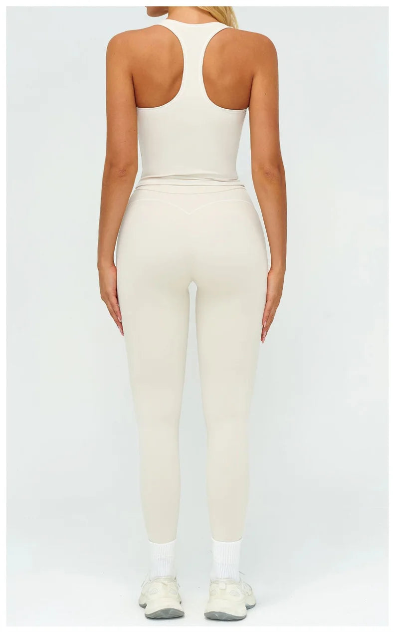 Contrast Trim Yoga Set – Sports Bra & High-Waist Leggings