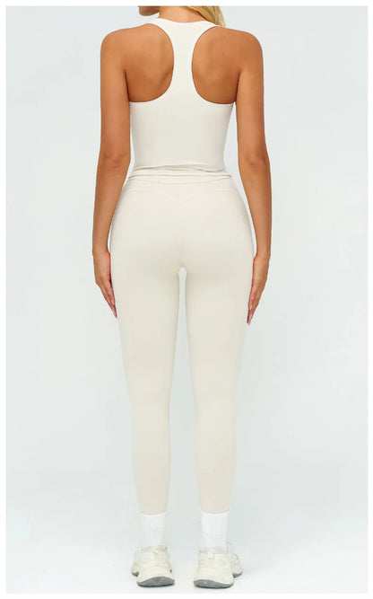 Contrast Trim Yoga Set – Sports Bra & High-Waist Leggings