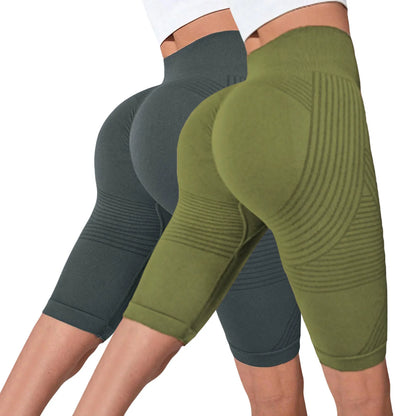 2-Pack Women's High-Waisted Seamless Workout Shorts – Tummy Support Yoga & Fitness Shorts