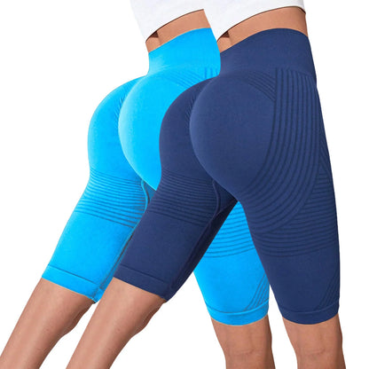 2-Pack Women's High-Waisted Seamless Workout Shorts – Tummy Support Yoga & Fitness Shorts
