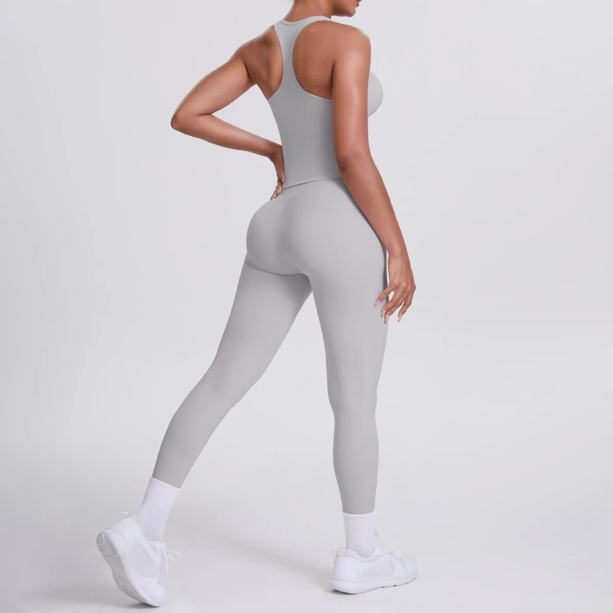 Women's Tummy Control Workout Set – Crossover Back Sports Bra & Leggings