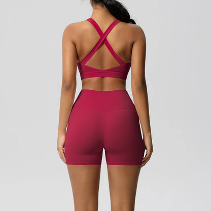 Crossover Sports Bra & Shorts Workout Set