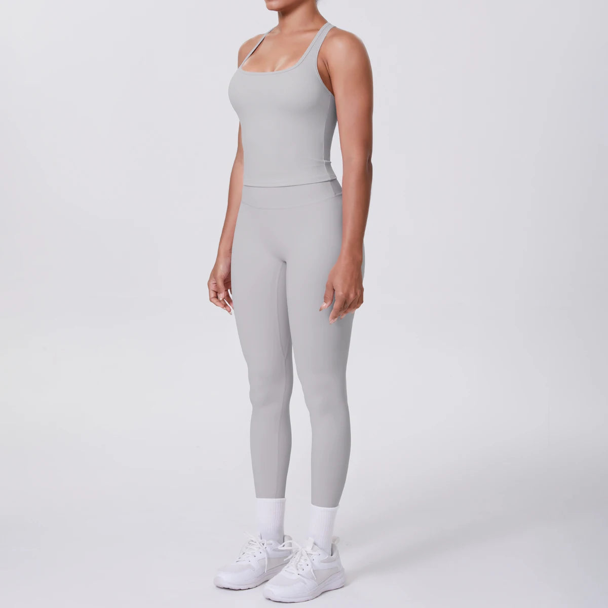 Women's Tummy Control Workout Set – Crossover Back Sports Bra & Leggings