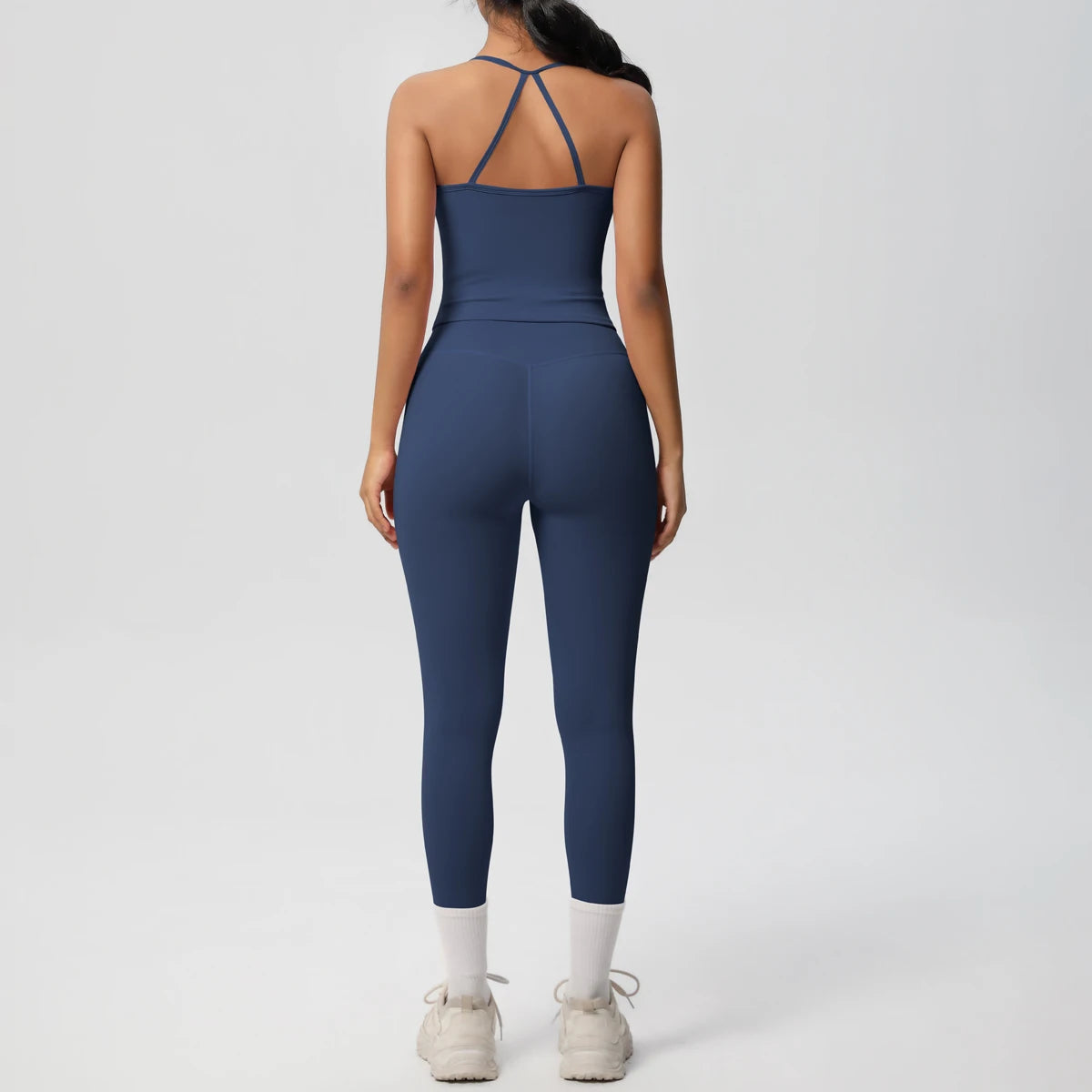 Women's 2-Piece Fitness Set – Halter Top & Tummy Control Bottoms