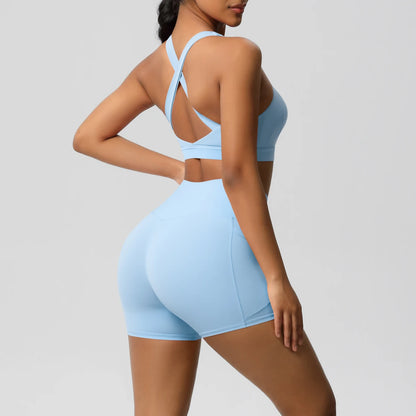 Crossover Sports Bra & Shorts Workout Set