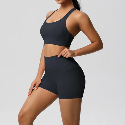 Crossover Sports Bra & Shorts Workout Set