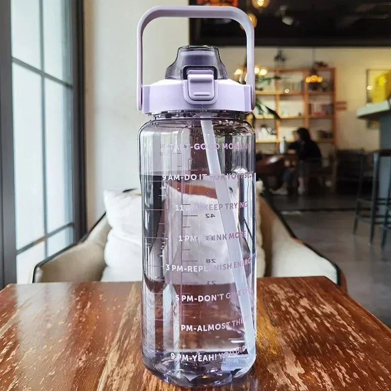 Motivational Water Bottle with Straw & Time Marker
