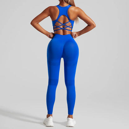 Seamless Backless Yoga Set – Crop Top & Leggings