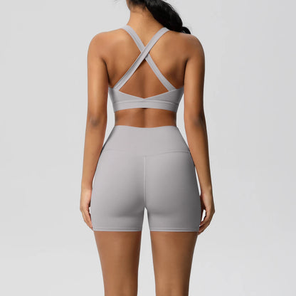 Crossover Sports Bra & Shorts Workout Set
