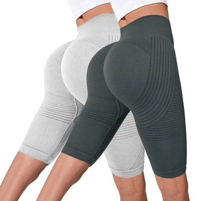 2-Pack Women's High-Waisted Seamless Workout Shorts – Tummy Support Yoga & Fitness Shorts