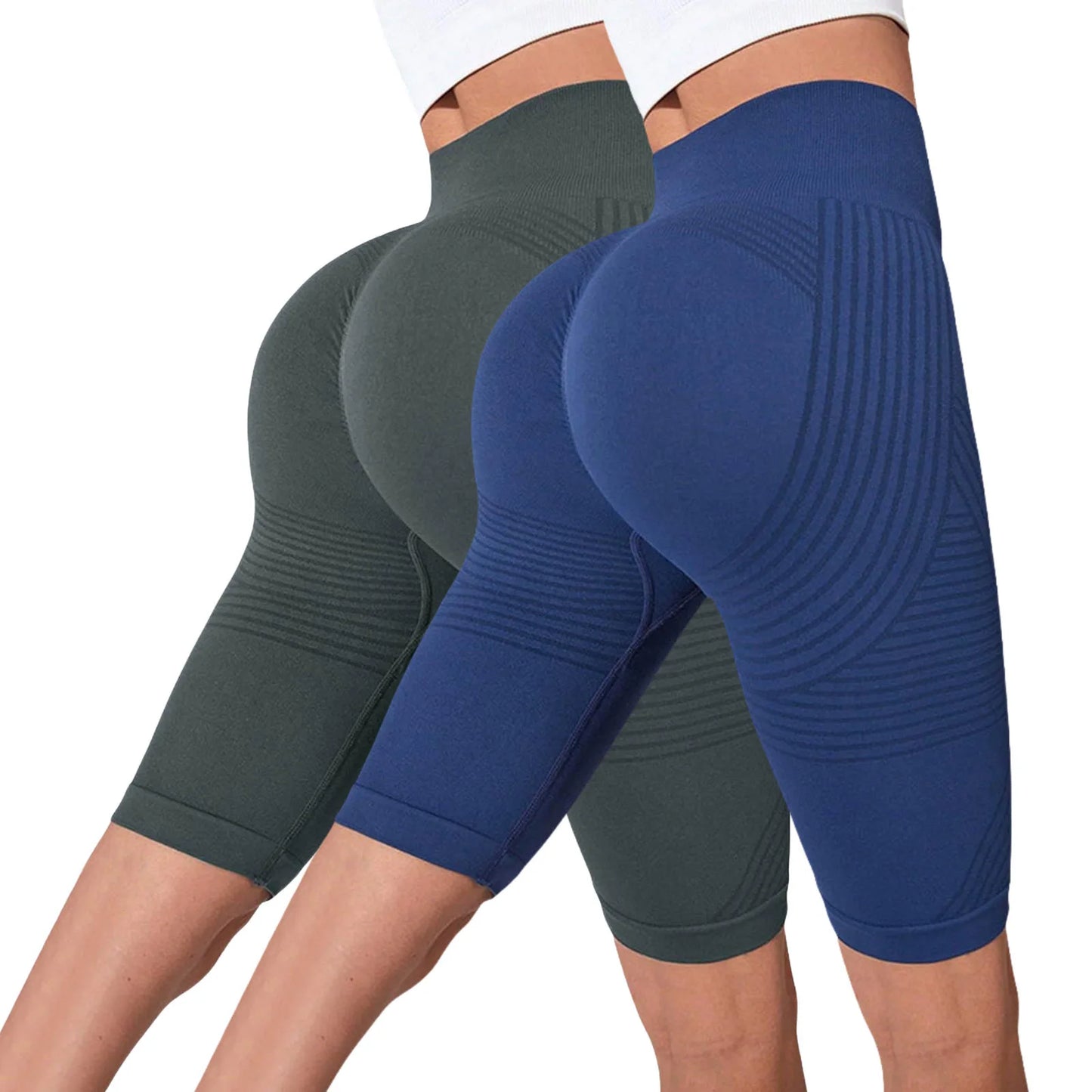 2-Pack Women's High-Waisted Seamless Workout Shorts – Tummy Support Yoga & Fitness Shorts