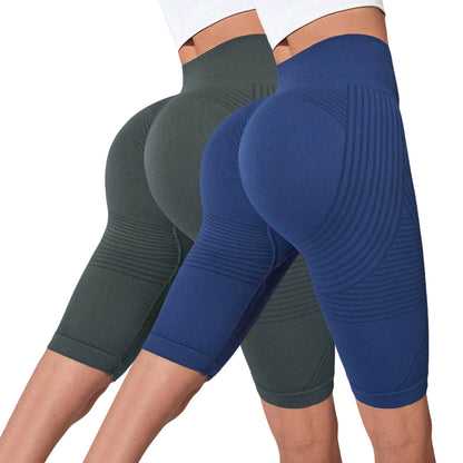 2-Pack Women's High-Waisted Seamless Workout Shorts – Tummy Support Yoga & Fitness Shorts