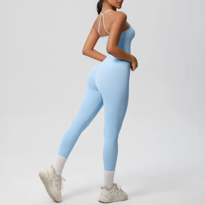 Women's 2-Piece Fitness Set – Halter Top & Tummy Control Bottoms