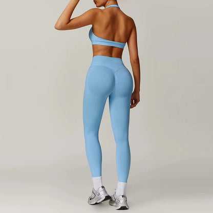 Seamless Halter Top High-Waisted Yoga & Fitness Set