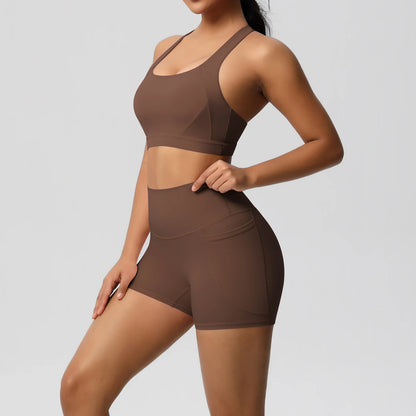 Crossover Sports Bra & Shorts Workout Set