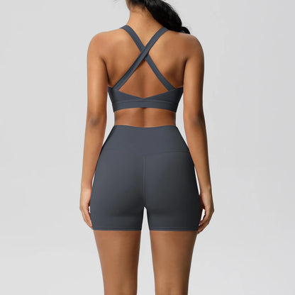 Crossover Sports Bra & Shorts Workout Set