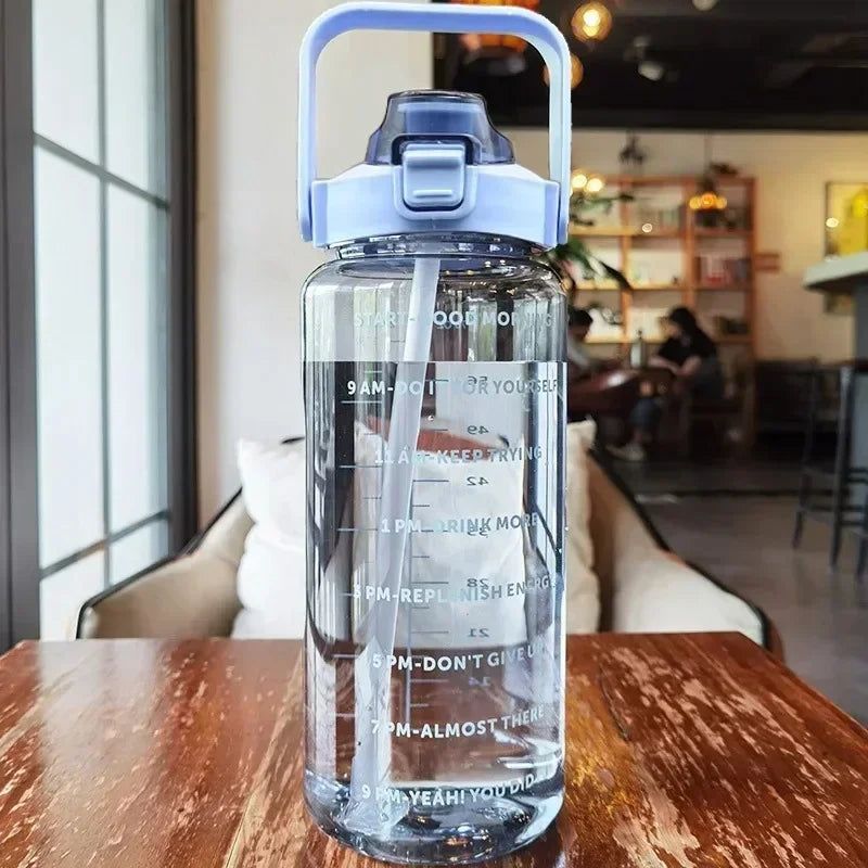 Motivational Water Bottle with Straw & Time Marker