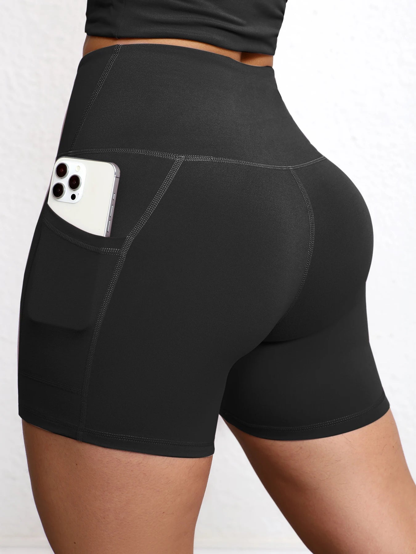 High-Waist Butt-Lifting Yoga Shorts with Pockets