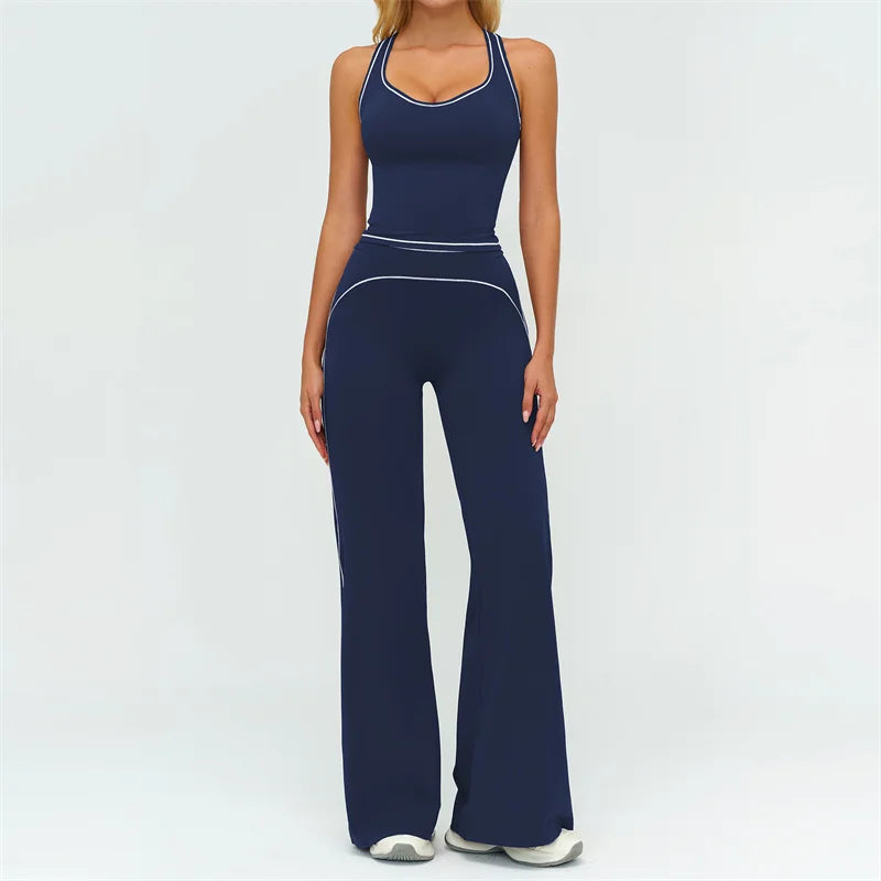 Contrast Trim Yoga Set – Sports Bra & High-Waist Leggings