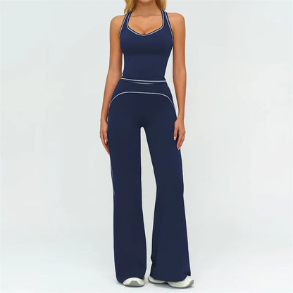 Contrast Trim Yoga Set – Sports Bra & High-Waist Leggings