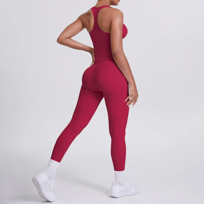 Women's Tummy Control Workout Set – Crossover Back Sports Bra & Leggings