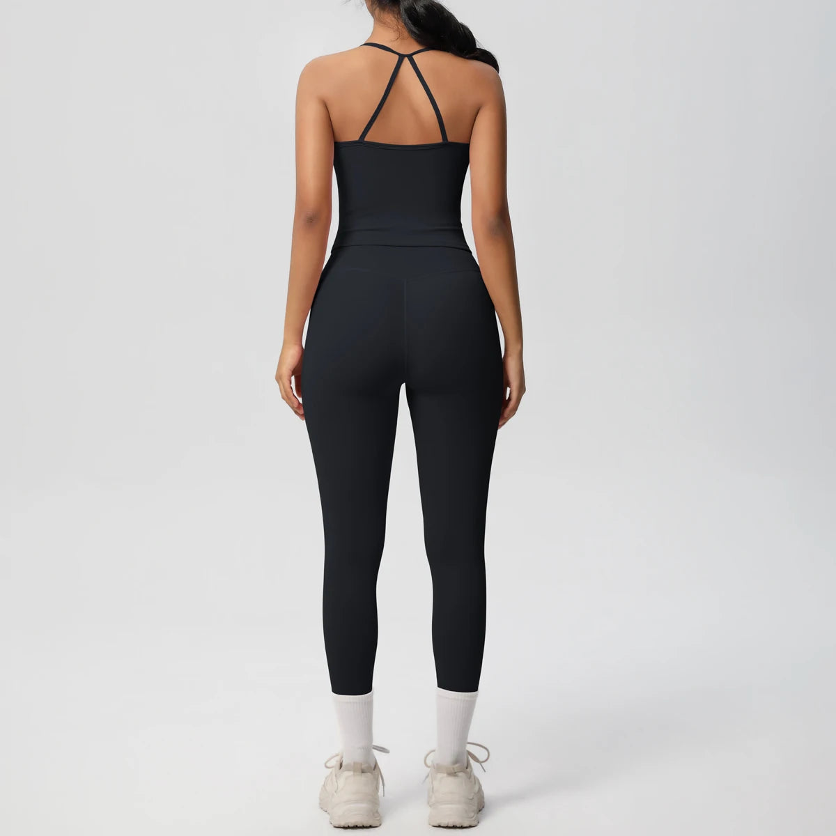 Women's 2-Piece Fitness Set – Halter Top & Tummy Control Bottoms