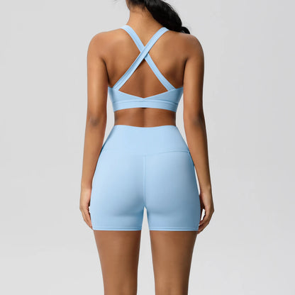 Crossover Sports Bra & Shorts Workout Set