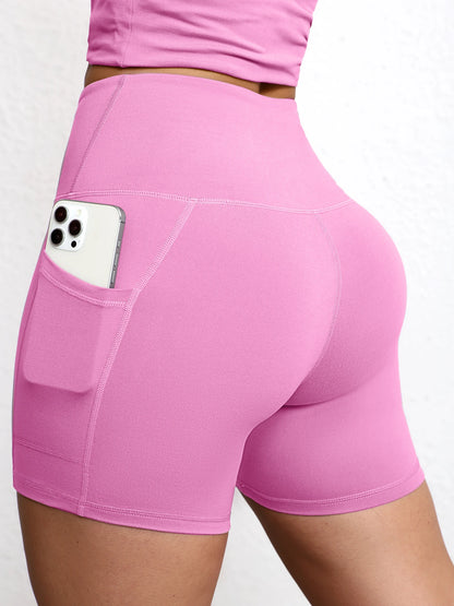 High-Waist Butt-Lifting Yoga Shorts with Pockets