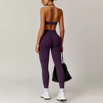 Seamless Halter Top High-Waisted Yoga & Fitness Set
