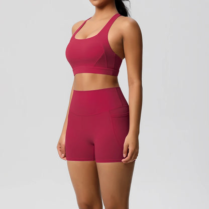 Crossover Sports Bra & Shorts Workout Set