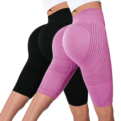 2-Pack Women's High-Waisted Seamless Workout Shorts – Tummy Support Yoga & Fitness Shorts