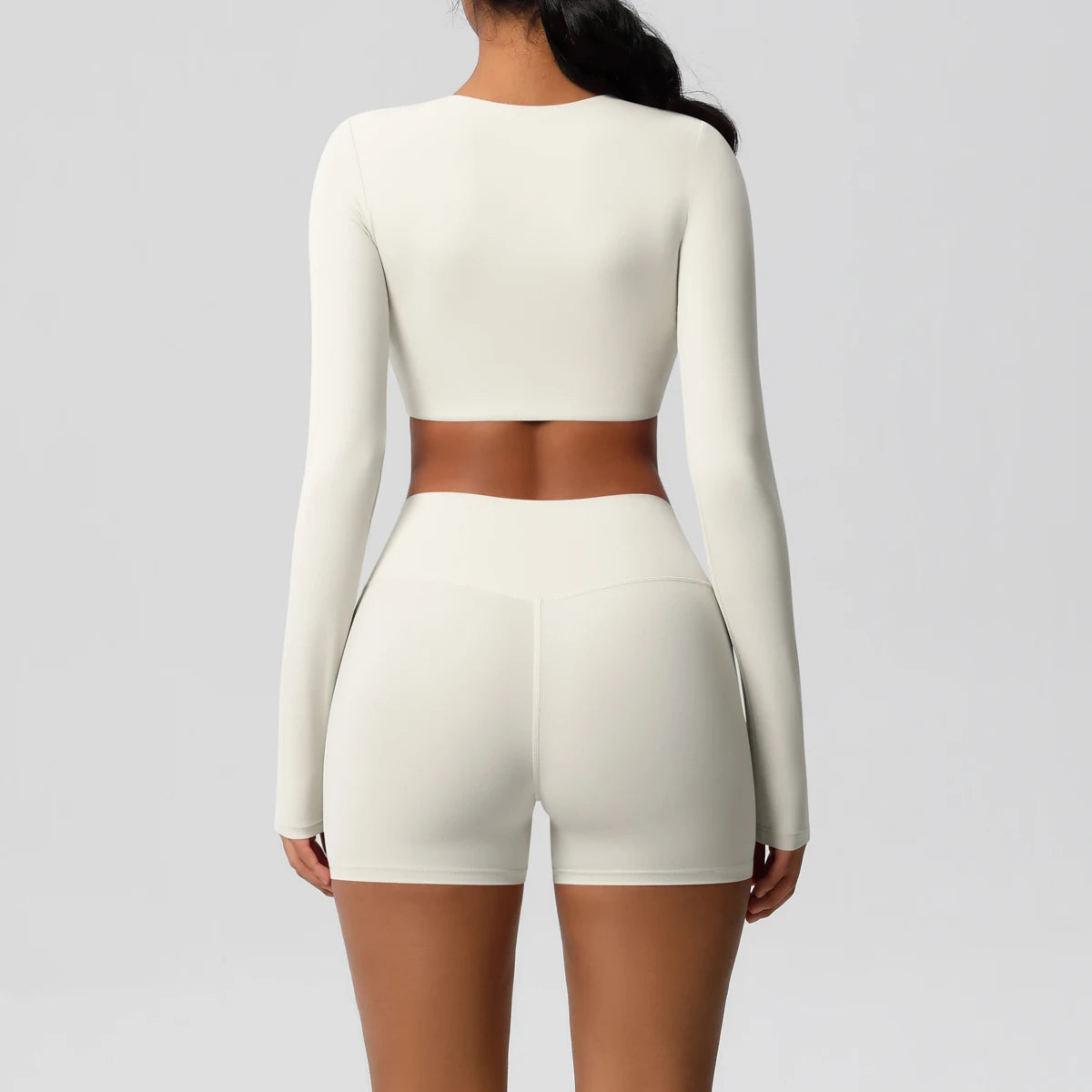Women's 2-Piece Long Sleeve Yoga Set – High-Waisted Leggings & Crop Top Workout Outfit