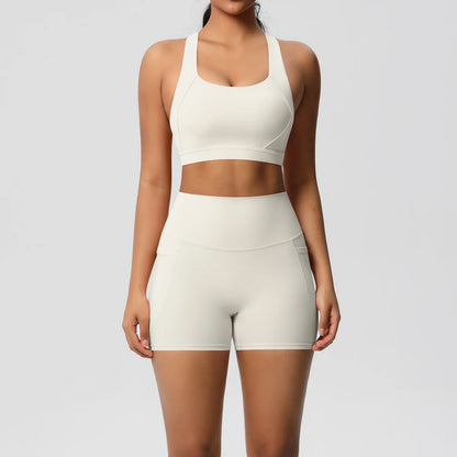 Crossover Sports Bra & Shorts Workout Set
