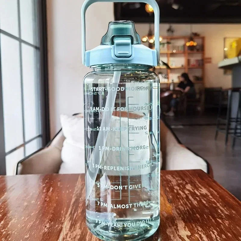 Motivational Water Bottle with Straw & Time Marker